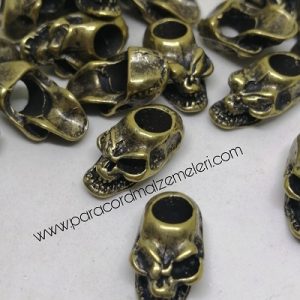 Paracord Bileklik Aksesuar Boncuk Korsan Kuru Kafa Bronz Renk - Görsel 4