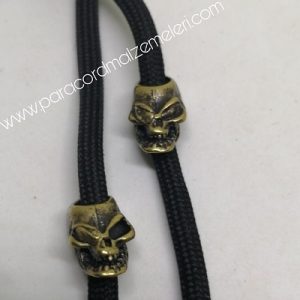 Paracord Bileklik Aksesuar Boncuk Korsan Kuru Kafa Bronz Renk - Görsel 1