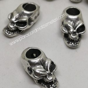 Paracord Bileklik Aksesuar Boncuk Korsan Kuru Kafa Gümüş Renk - Görsel 2