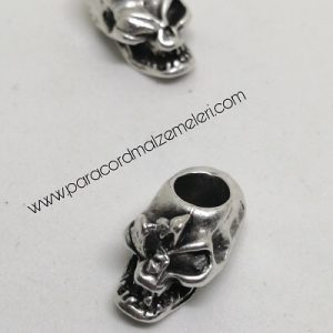 Paracord Bileklik Aksesuar Boncuk Korsan Kuru Kafa Gümüş Renk - Görsel 5