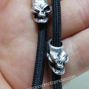 Paracord Bileklik Aksesuar Boncuk Korsan Kuru Kafa Gümüş Renk - Görsel 1