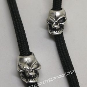 Paracord Bileklik Aksesuar Boncuk Korsan Kuru Kafa Gümüş Renk - Görsel 3