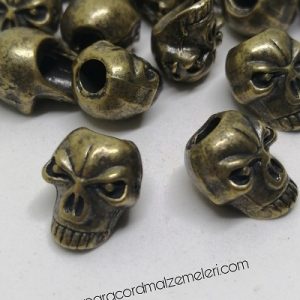 Paracord Bileklik Aksesuar Boncuk UFO Skull Bronz Renk - Görsel 4