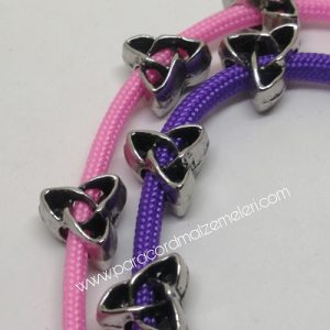 Paracord Aksesuar Üç Köşe Yıldız Boncuk Nikel Siyah Renk - Görsel 1