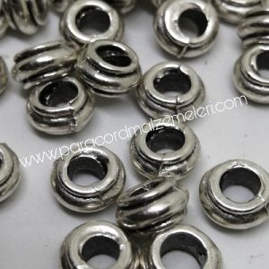 Paracord Aksesuar Boncuk Yatık Çizgi Model Gümüş Renk - Görsel 2