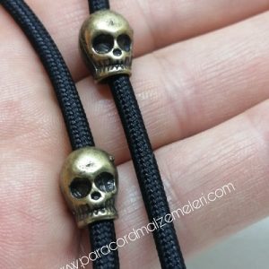 Paracord Bileklik Aksesuar Yuvarlak Model Kuru Kafa Bronz Renk - Görsel 2