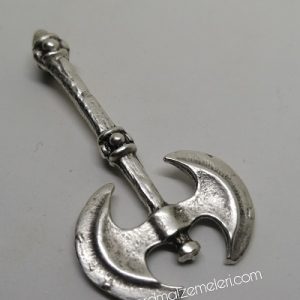 Paracord Aksesuar Çift Taraflı Balta Gümüş Renk - Görsel 3
