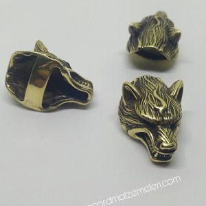 Paracord Aksesuar Figür Kurt Başı Bronz Renk - Görsel 2