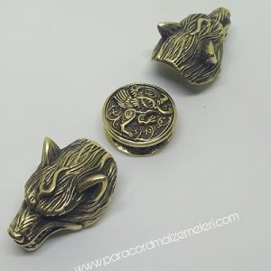 Paracord Aksesuar Figür Kurt Başı Bronz Renk - Görsel 4