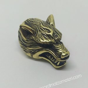 Paracord Aksesuar Figür Kurt Başı Bronz Renk - Görsel 1