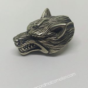 Paracord Aksesuar Figür Kurt Başı Gümüş Renk - Görsel 4
