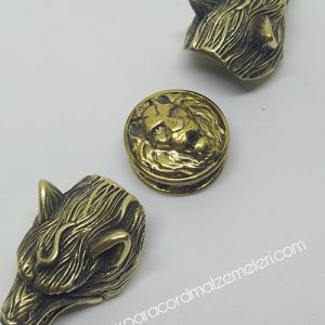 Paracord Aksesuar Figür Kurt Başı Bronz Renk - Görsel 9