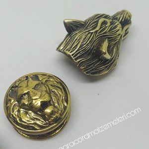 Paracord Aksesuar Figür Kurt Başı Bronz Renk - Görsel 8