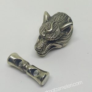 Paracord Aksesuar Figür Kurt Başı Bronz Renk - Görsel 6