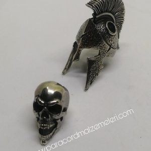 Paracord Aksesuar Spartan Kask Double Gümüş Renk - Görsel 3