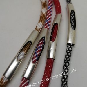 Paracord Aksesuar Tüp Boncuk Kavisli Model Gümüş Renk - Görsel 2
