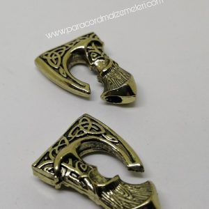 Paracord Bileklik Aksesuar Viking Klips Kısa Sap Balta Bronz Renk - Görsel 2