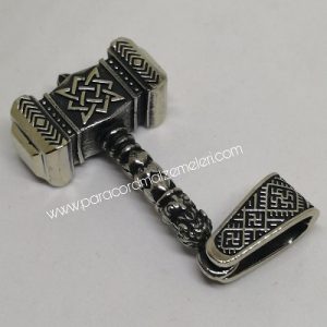 Paracord Aksesuar Viking Thor Çekiç Gümüş Renk - Görsel 3