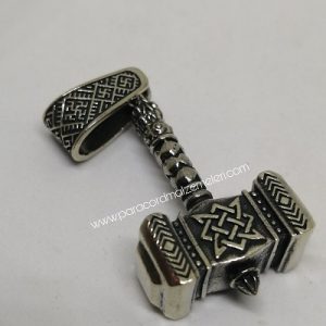 Paracord Aksesuar Viking Thor Çekiç Gümüş Renk - Görsel 1