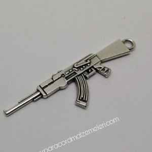 Paracord Anahtarlık ve Kolye Aksesuar Kalaşnikof Tüfek Gümüş Renk - Görsel 3