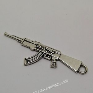 Paracord Anahtarlık ve Kolye Aksesuar Kalaşnikof Tüfek Gümüş Renk - Görsel 1