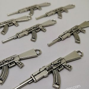 Paracord Anahtarlık ve Kolye Aksesuar Kalaşnikof Tüfek Gümüş Renk - Görsel 2