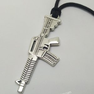 Paracord Anahtarlık ve Kolye Aksesuar Avcı Otomatik Tüfek Gümüş Renk - Görsel 1