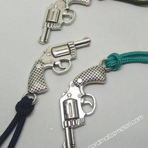 Paracord Anahtarlık ve Kolye Aksesuar Kısa Toplu Tabanca Gümüş Renk - Görsel 4