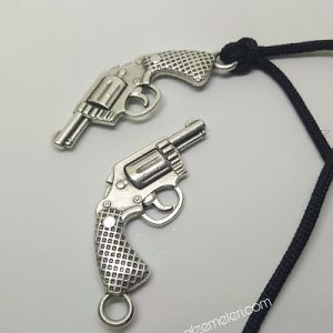 Paracord Anahtarlık ve Kolye Aksesuar Kısa Toplu Tabanca Gümüş Renk - Görsel 3