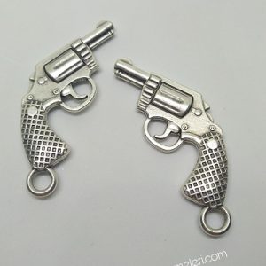 Paracord Anahtarlık ve Kolye Aksesuar Kısa Toplu Tabanca Gümüş Renk - Görsel 2