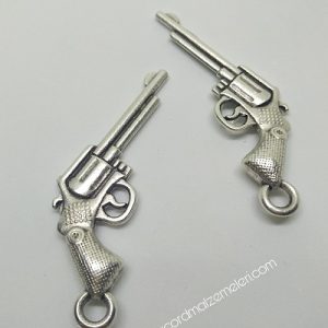 Paracord Anahtarlık ve Kolye Aksesuar Uzun Namlu Tabanca Gümüş Renk - Görsel 3