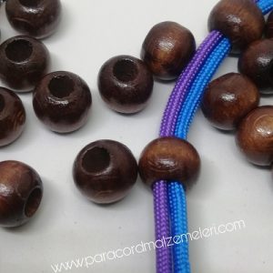 Paracord Bileklik Aksesuar Ahşap Boncuk Kahve Renk 7 mm Delik Çapı - Görsel 3