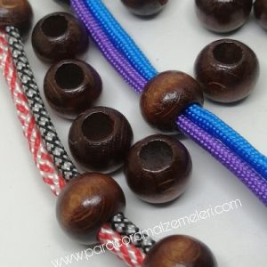 Paracord Bileklik Aksesuar Ahşap Boncuk Kahve Renk 7 mm Delik Çapı - Görsel 2