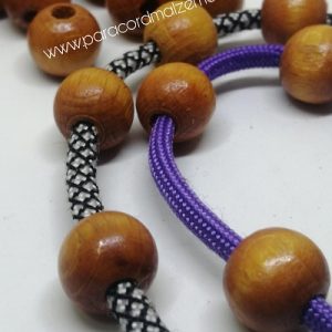 Paracord Bileklik Aksesuar Ahşap Boncuk Turuncu Renk - Görsel 2