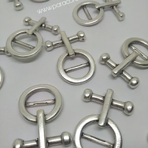 Paracord Bileklik Aksesuar Antik Yuvarlak Model Klips Gümüş Renk - Görsel 3