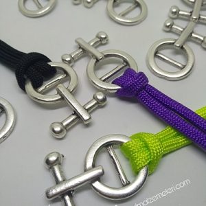 Paracord Bileklik Aksesuar Antik Yuvarlak Model Klips Gümüş Renk - Görsel 1