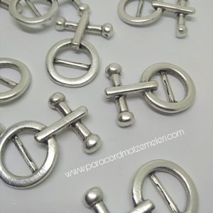 Paracord Bileklik Aksesuar Antik Yuvarlak Model Klips Gümüş Renk - Görsel 2