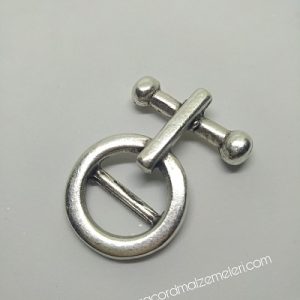 Paracord Bileklik Aksesuar Antik Yuvarlak Model Klips Gümüş Renk - Görsel 5