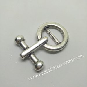 Paracord Bileklik Aksesuar Antik Yuvarlak Model Klips Gümüş Renk - Görsel 4