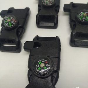 Ateş Başlatıcılı,Pusulalı,Düdüklü Siyah Renk Paracord Klips - Görsel 2