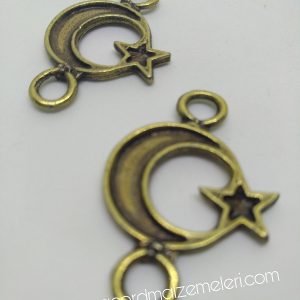 Paracord Bileklik Aksesuar Ay Yıldız Bayrak Bronz Renk - Görsel 3