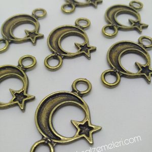 Paracord Bileklik Aksesuar Ay Yıldız Bayrak Bronz Renk - Görsel 2