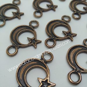 Paracord Bileklik Aksesuar Ay Yıldız Bayrak Bakır Renk - Görsel 1