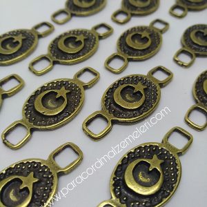Paracord Bileklik Aksesuar Ay Yıldız Bayrak Bronz Renk 01 - Görsel 1
