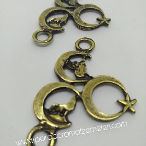 Paracord Bileklik Aksesuar Üç Hilal-Tuğra-Kurt Bronz Renk - Görsel 4