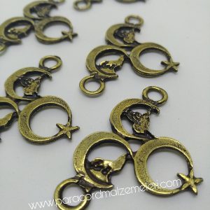 Paracord Bileklik Aksesuar Üç Hilal-Tuğra-Kurt Bronz Renk - Görsel 1