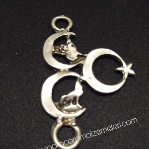 Paracord Bileklik Aksesuar Üç Hilal-Tuğra-Kurt Gümüş Renk - Görsel 4