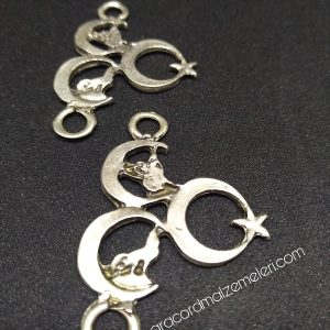 Paracord Bileklik Aksesuar Üç Hilal-Tuğra-Kurt Gümüş Renk - Görsel 2