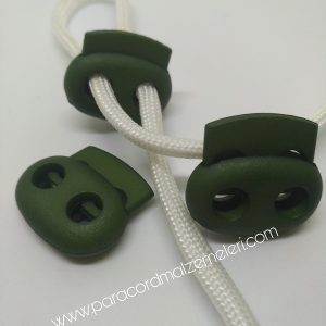 Paracord Bileklik Çift Delikli Stopper Klips Haki Yeşil Renk - Görsel 3