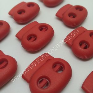 Paracord Bileklik Çift Delikli Stopper Klips Kırmızı Renk - Görsel 1